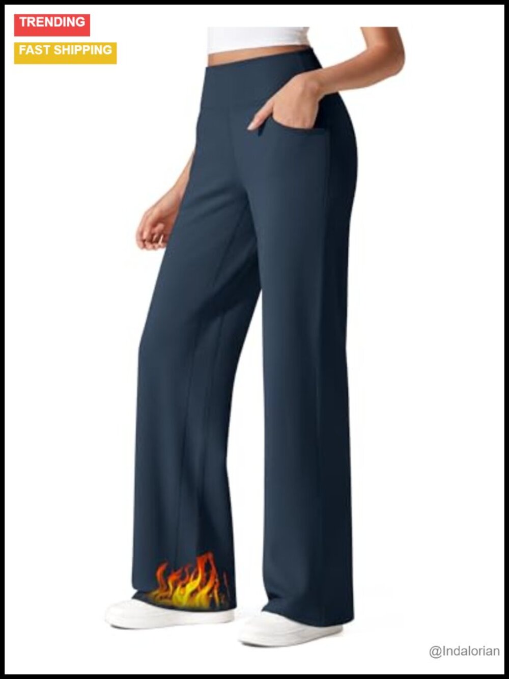 Fleece Lined Wide Leg Yoga Pants with Pockets